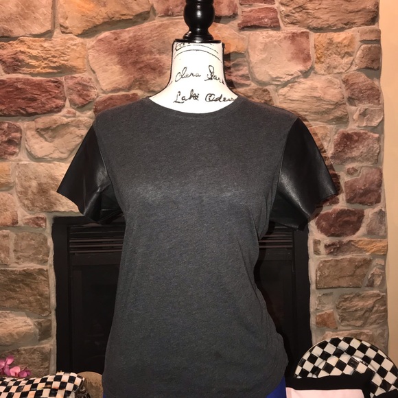 Vince Tops - Vince Leather Short Sleeve T-shirt